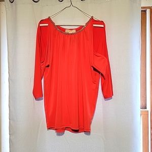 NWT Michael knors Ladies Size M Salmon Colored Top with Cut out Shoulders